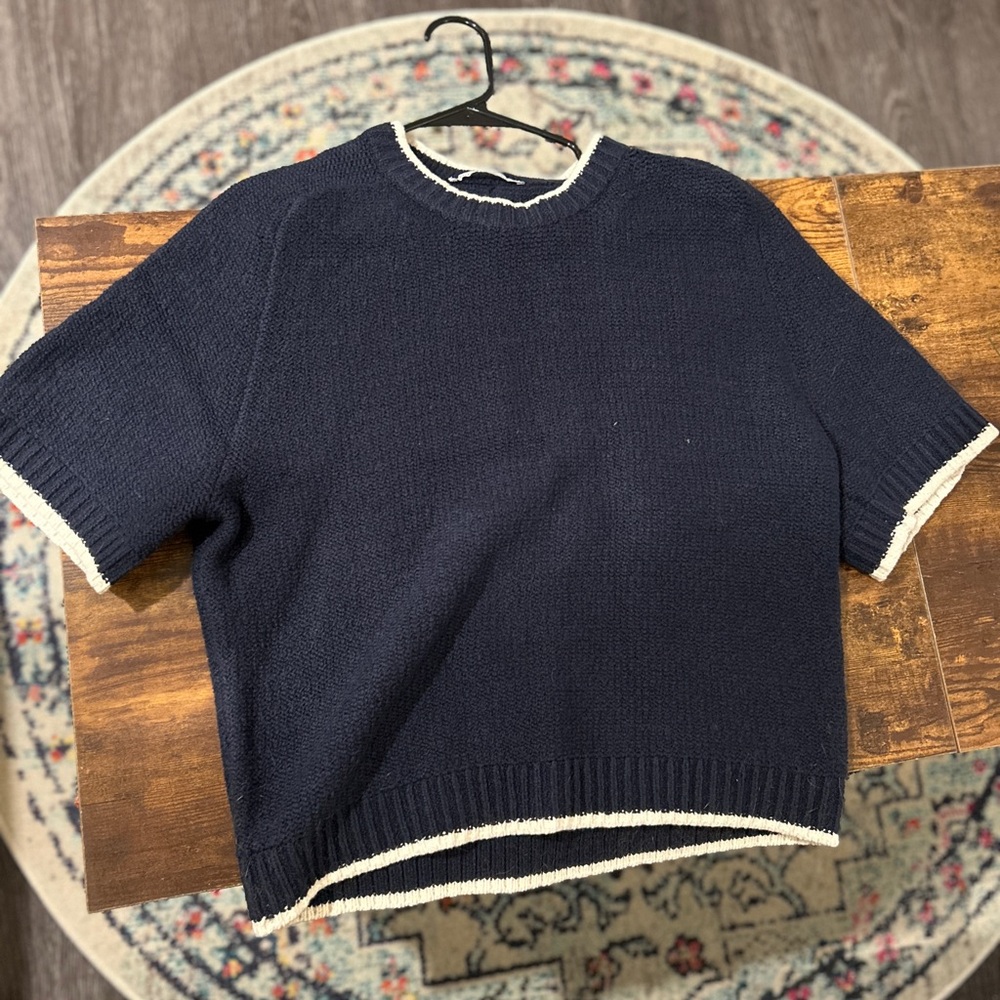 Abercrombie & Fitch Dark Blue Sweater with White Edges